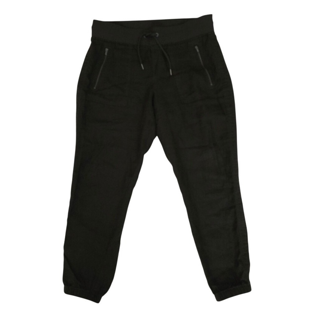 Athleta Dark Olive Green Drawstring Elastic Waist Linen Jogger Pants Size 8 - Picture 2 of 15